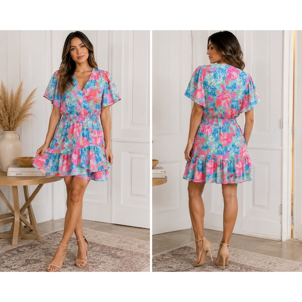 Lilly Pulitzer Tropical Floral Smocked Dress – Size 12 | Bright Resort Style